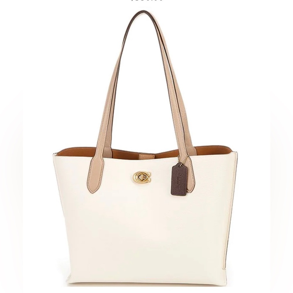 𝅺COACH Willow Colorblock Pebble Leather Tote Bag